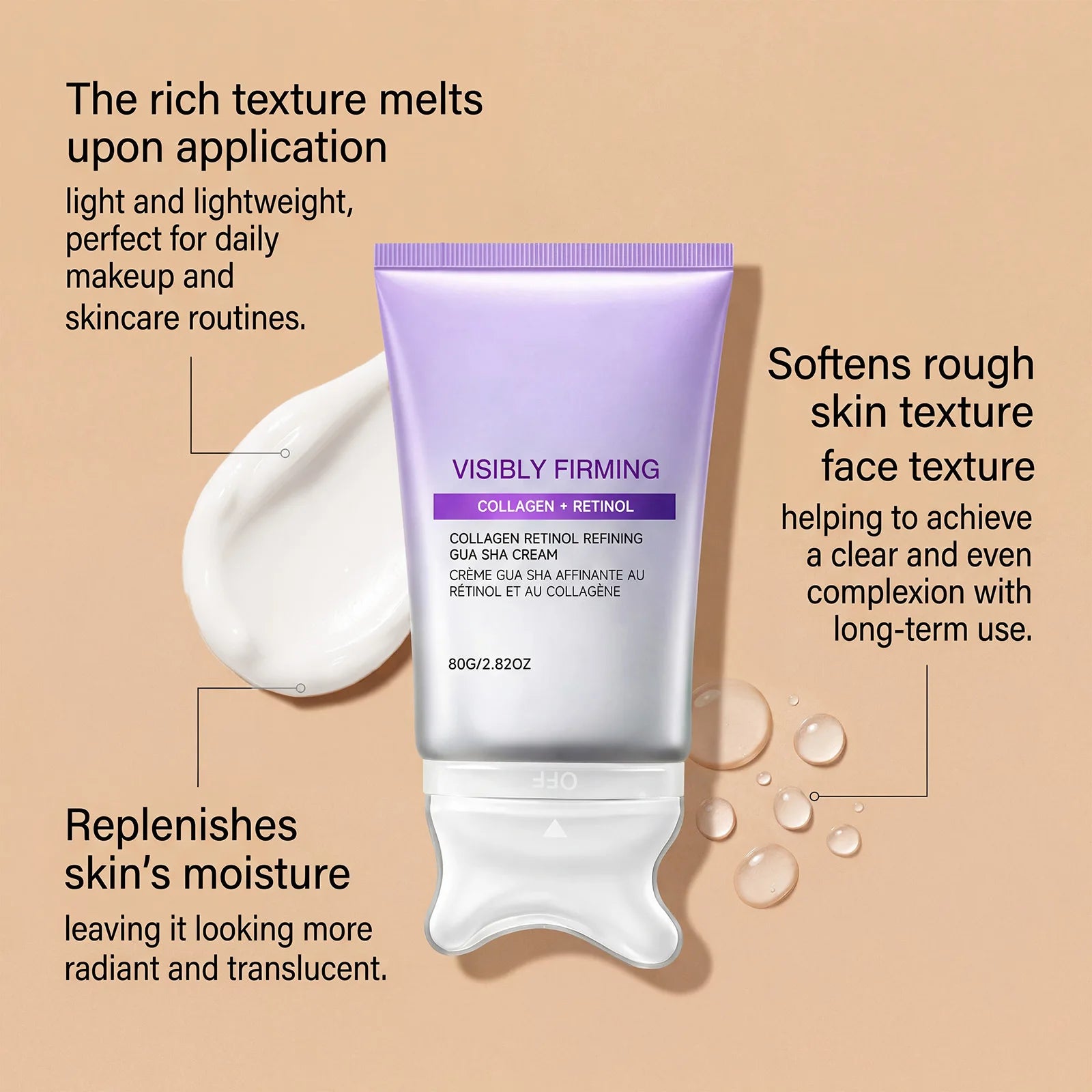 Instant  Sculpting Contour Gua Sha Cream Retinol Collagen Lift Sagging Skin Face Cheek Neck Scraping Therapy
